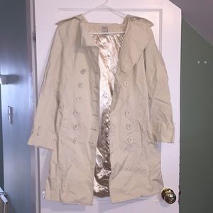 cream colored trench coat